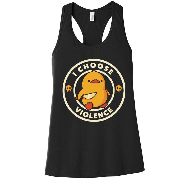 I Choose Violent Funny Duck Women's Racerback Tank