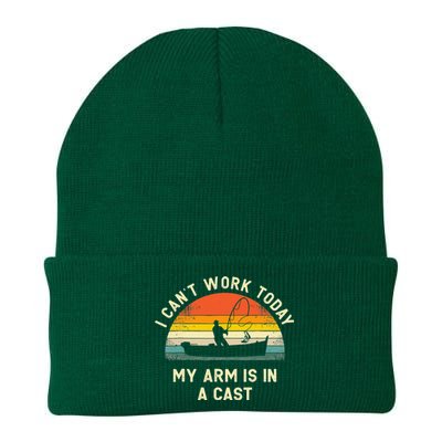 I Can't Work Today My Arm Is in Cast Fisherman Funny Fishing Knit Cap Winter Beanie