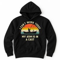 I Can't Work Today My Arm Is in Cast Fisherman Funny Fishing Hoodie