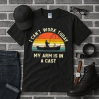 I Can't Work Today My Arm Is in Cast Fisherman Funny Fishing Tall T-Shirt