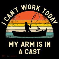 I Can't Work Today My Arm Is in Cast Fisherman Funny Fishing Sustainable Bucket Hat