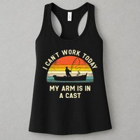 I Can't Work Today My Arm Is in Cast Fisherman Funny Fishing Womens Tank Top