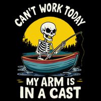I CanT Work Today My Arm Is In A Cast Fisherman Skeleton 16 in Basic Backpack