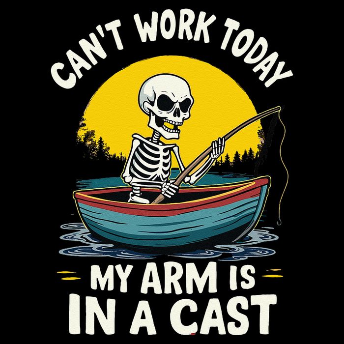 I CanT Work Today My Arm Is In A Cast Fisherman Skeleton 16 in Basic Backpack