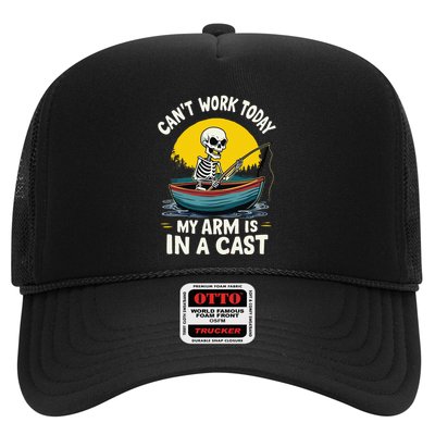 I CanT Work Today My Arm Is In A Cast Fisherman Skeleton Trucker Hat