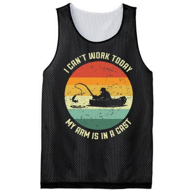 I Cant Work Today My Arm Is In A Cast Fishing Fathers Day Mesh Reversible Basketball Jersey Tank