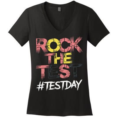 Inspire Confidence With Rock The Test Design For School Women's V-Neck T-Shirt