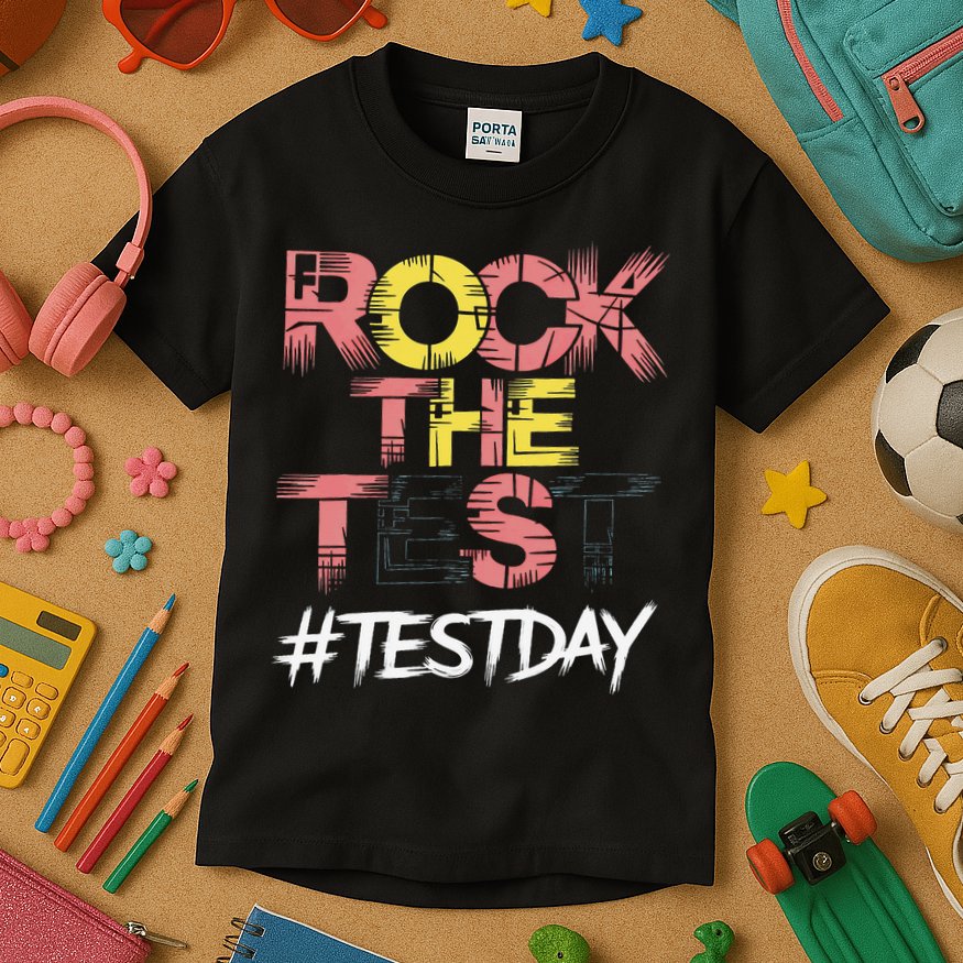 Inspire Confidence With Rock The Test Design For School Kids T-Shirt