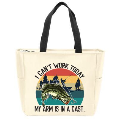 I Cant Work Today My Arm Is In A Cast Fishing Vintage Zip Tote Bag