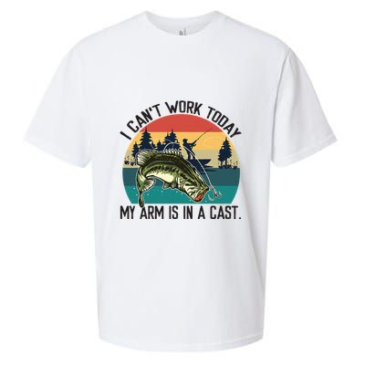 I Cant Work Today My Arm Is In A Cast Fishing Vintage Sueded Cloud Jersey T-Shirt