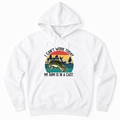 I Cant Work Today My Arm Is In A Cast Fishing Vintage Hoodie