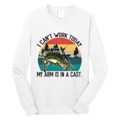 I Cant Work Today My Arm Is In A Cast Fishing Vintage Long Sleeve Shirt