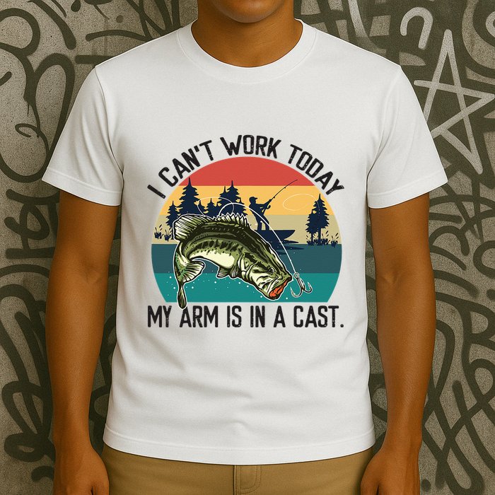 I Cant Work Today My Arm Is In A Cast Fishing Vintage T-Shirt