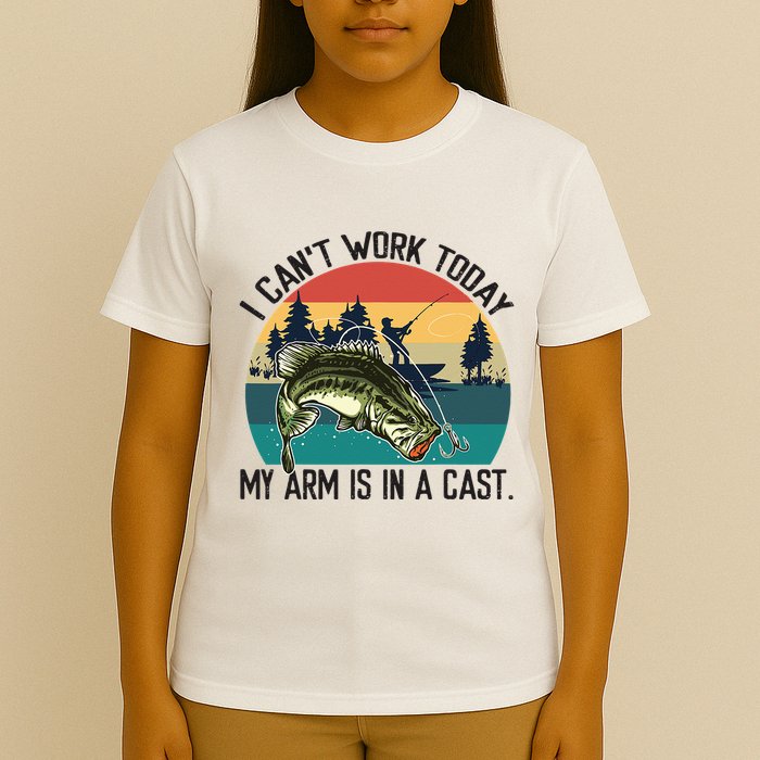 I Cant Work Today My Arm Is In A Cast Fishing Vintage T-Shirt