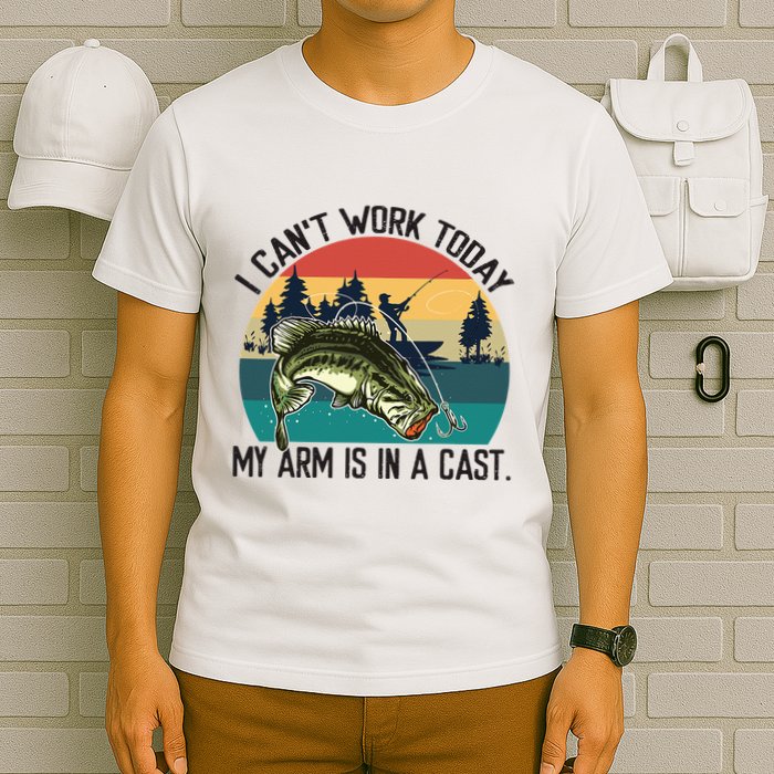 I Cant Work Today My Arm Is In A Cast Fishing Vintage T-Shirt
