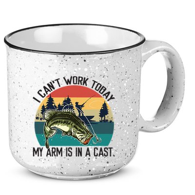 I Cant Work Today My Arm Is In A Cast Fishing Vintage 15oz Campfire Ceramic Mug