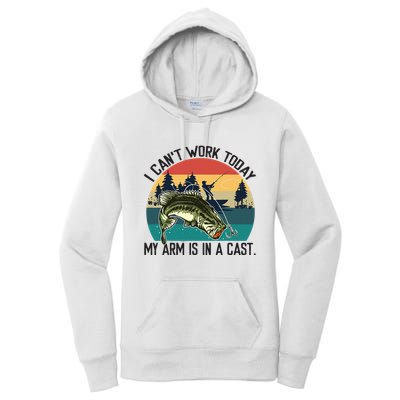 I Cant Work Today My Arm Is In A Cast Fishing Vintage Women's Pullover Hoodie
