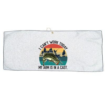 I Cant Work Today My Arm Is In A Cast Fishing Vintage Large Microfiber Waffle Golf Towel