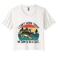 I Cant Work Today My Arm Is In A Cast Fishing Vintage Crop Top