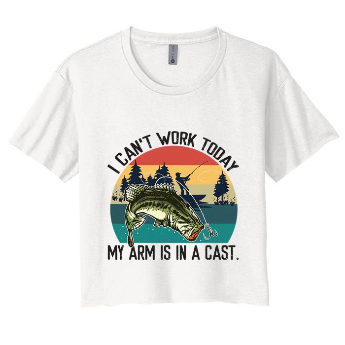 I Cant Work Today My Arm Is In A Cast Fishing Vintage Crop Top