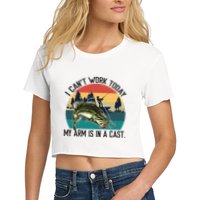 I Cant Work Today My Arm Is In A Cast Fishing Vintage Crop Top