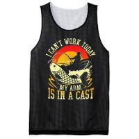 I Cant Work Today My Arm Is In A Cast Fishing Fathers Day Mesh Reversible Basketball Jersey Tank