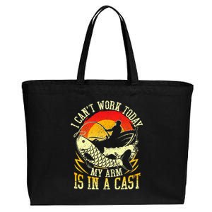 I Cant Work Today My Arm Is In A Cast Fishing Fathers Day Cotton Canvas Jumbo Tote