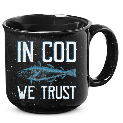 In COD We Trust Funny Fishing Portuguese Pride 15oz Campfire Ceramic Mug