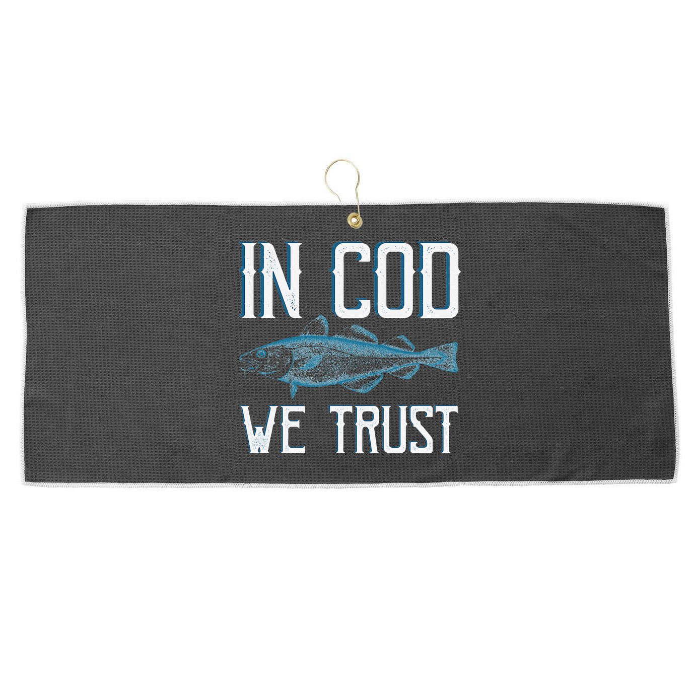 In COD We Trust Funny Fishing Portuguese Pride Large Microfiber Waffle Golf Towel