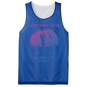 I CanT Work Today My Arm Is In A Cast FatherS Day Funny Great Gift Mesh Reversible Basketball Jersey Tank