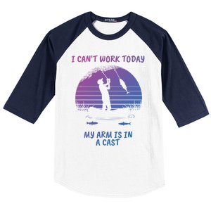 I CanT Work Today My Arm Is In A Cast FatherS Day Funny Great Gift Baseball Sleeve Shirt