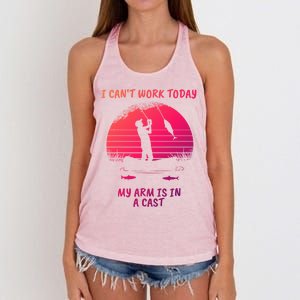 I CanT Work Today My Arm Is In A Cast FatherS Day Funny Great Gift Women's Knotted Racerback Tank