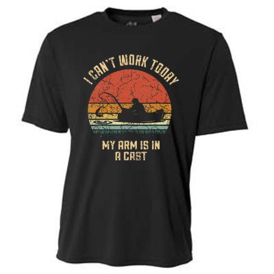 I Cant Work Today My Arm Is In A Cast Fishing Fathers Day Cute Cooling Performance Crew T-Shirt