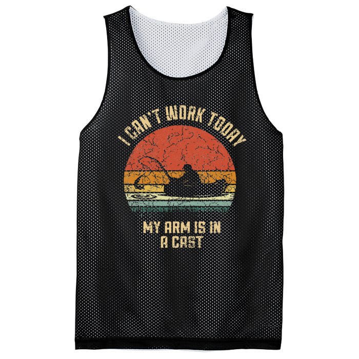 I Cant Work Today My Arm Is In A Cast Fishing Fathers Day Cute Mesh Reversible Basketball Jersey Tank