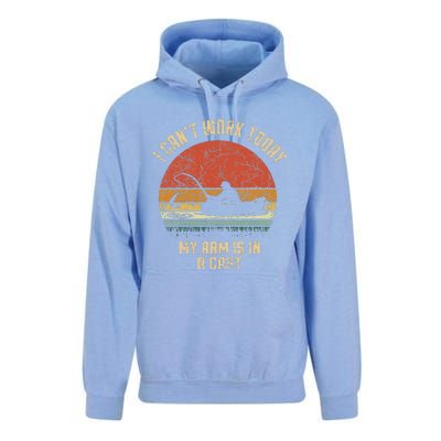 I Cant Work Today My Arm Is In A Cast Fishing Fathers Day Cute Unisex Surf Hoodie