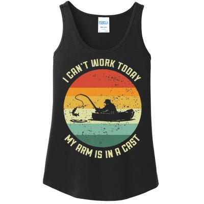 I Cant Work Today My Arm Is In A Cast Fishing Fathers Day Gift Ladies Essential Tank