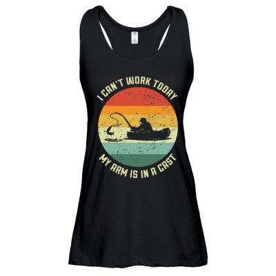 I Cant Work Today My Arm Is In A Cast Fishing Fathers Day Gift Ladies Essential Flowy Tank