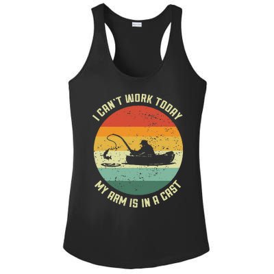 I Cant Work Today My Arm Is In A Cast Fishing Fathers Day Gift Ladies PosiCharge Competitor Racerback Tank