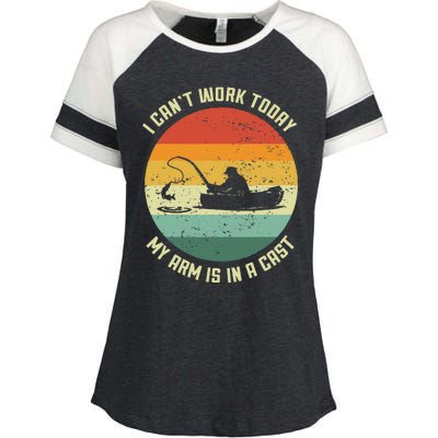 I Cant Work Today My Arm Is In A Cast Fishing Fathers Day Gift Enza Ladies Jersey Colorblock Tee