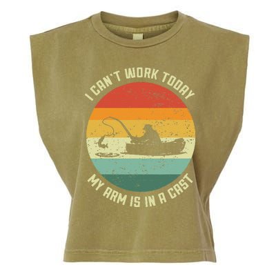 I Cant Work Today My Arm Is In A Cast Fishing Fathers Day Gift Garment-Dyed Women's Muscle Tee