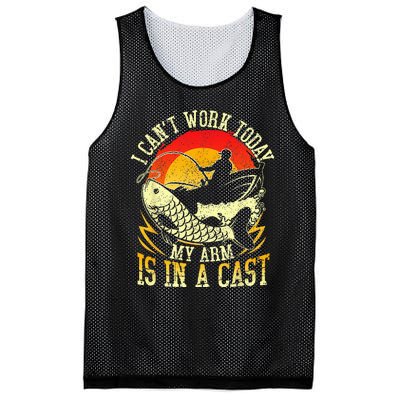 I Cant Work Today My Arm Is In A Cast Fishing Fathers Day Mesh Reversible Basketball Jersey Tank