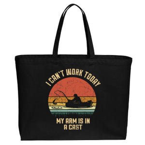 I Can't Work Today My Arm Is In A Cast Fishing Fathers Day Cotton Canvas Jumbo Tote