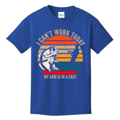 I Cant Work Today My Arm Is In A Cast Fish Funny Fisher Gift Kids T-Shirt