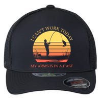 I Can't Work Today My Arms Is In A Cast Funny Fishing Flexfit Unipanel Trucker Cap