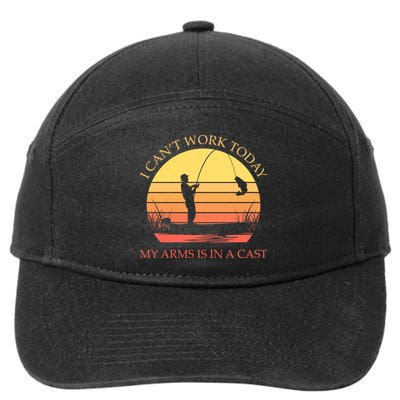 I Can't Work Today My Arms Is In A Cast Funny Fishing 7-Panel Snapback Hat