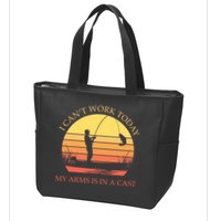 I Can't Work Today My Arms Is In A Cast Funny Fishing Zip Tote Bag