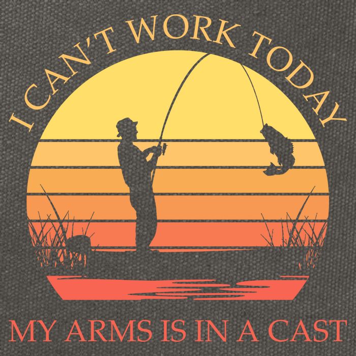 I Can't Work Today My Arms Is In A Cast Funny Fishing Cotton Canvas Backpack
