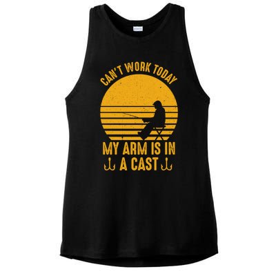 I Cant Work Today My Arm Is In A Cast Fishing Humor Gift Ladies PosiCharge Tri-Blend Wicking Tank