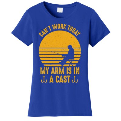 I Cant Work Today My Arm Is In A Cast Fishing Humor Gift Women's T-Shirt