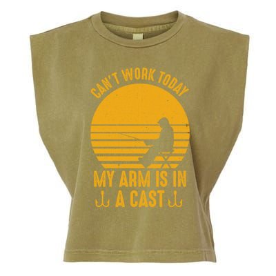 I Cant Work Today My Arm Is In A Cast Fishing Humor Gift Garment-Dyed Women's Muscle Tee